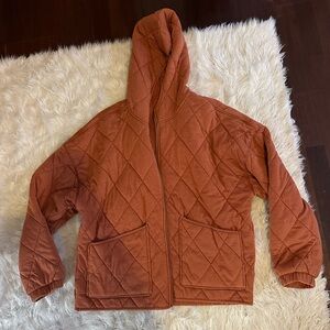 Wild Fable quilted zip up hoodie size L burnt orange